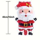 5pcs Santa Claus Foil Balloons with Golden Belt - Perfect for Christmas & New Year Celebrations, Self-Sealing Aluminum Film Party Decor