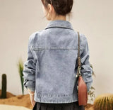 C3236 designer jacket women long sleeve Lapel Neck jeans jackets denim womens coat