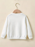 Girls Charming Beaded Solid Knit Cardigan - Soft Cotton, Cozy Button Down, Thin & Versatile for All Seasons