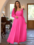 Chic Maxi Dress with Cinched Waist - Long Sleeve Elegance - Versatile for Formal & Casual Occasions - Array of Vibrant Colors