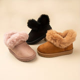 Girls Winter Fashion Suede Suede Suede Solid Color Velvet Warm Lassoed Casual Snow Boots, Outdoor