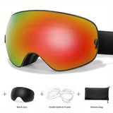 Anti-Fog Ski Goggles with Protection, Interchangeable Lens & Carrying Bag - Perfect for Snowboarding, Skating & Outdoor Adventures