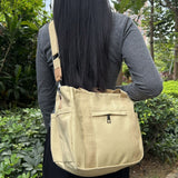 Large Canvas Tote Bag with Multiple Pockets for Women & Men, Cute Crossbody Shoulder Bag Casual Hobo Messenger Purse Handbag