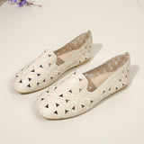 Women's Solid Color Elegant Loafers, Floral Cut Out Lightweight Slip On Shoes, Breathable Travel Shoes