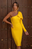 goosudu Abbey Yellow One Shoulder Bandage Dress