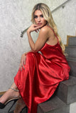 goosudu Satin Cowl Neck Maxi Dress - Red