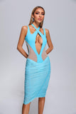 goosudu Hilvis Cutout Mesh Midi Dress