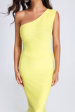 goosudu Quisha One Shoulder Midi Bandage Dress