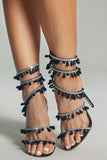 goosudu Elegant Rhinestone Ankle-Wrap Stiletto Sandals