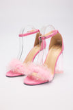 goosudu Hairy heart-shaped crystal heels