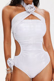 goosudu Sila Silver Crossed Halter Swimsuit