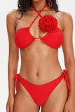 GOOSUDU Eamon Flower Crossed Halter Bikini Set