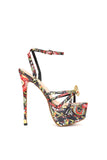 goosudu Gaki Flower Printed Metallic Butterfly Platform Stiletto