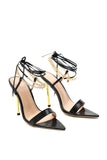 goosudu Sibyl Chain Strappy Stiletto Sandals - Black