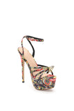 goosudu Gaki Flower Printed Metallic Butterfly Platform Stiletto