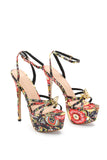 goosudu Gaki Flower Printed Metallic Butterfly Platform Stiletto