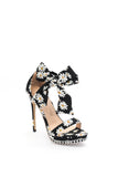 goosudu Grasa Flower Print Strappy Stiletto Sandals