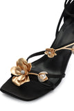 goosudu Ridia Metal Flower Stiletto Sandals