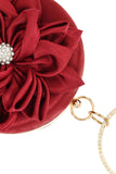 goosudu Rina Flower Diamante Circle Handle Bag - Red