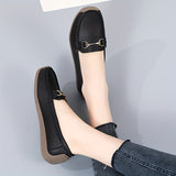 Women's Comfy Flat Loafers, Buckle Decor Slip On Soft Sole Shoes, Casual Non Slip Walking Flats