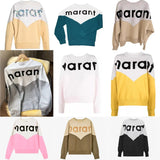 24ss New Designer sweatshirt hoodie isabels marant classic Cotton Round Neck Women Hot Letter Flocking Print Casual Versatile Pullover Hoodies Sweater Tide Tops