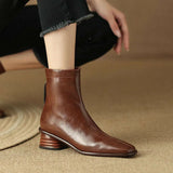 Brown Women  Autumn And Winter New Fleece Thick French Leather Short Boots Kq8