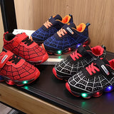 Vibrant Spider Net Low Top Mesh Sneakers - Breathable Lightweight Running Shoes for Boys - Perfect for Spring and Autumn with Reflective Light Accents