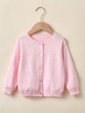 Girls Charming Beaded Solid Knit Cardigan - Soft Cotton, Cozy Button Down, Thin & Versatile for All Seasons