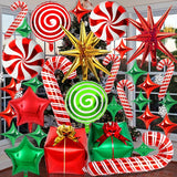 46pcs Mylar Merry Christmas Balloons, Candy Foil Garland Arch Kit, Cane Swirl Birthday Decorations for Winter New Year Holiday Party