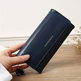 Fashion Long Solid Color PU Leather Wallet, Solid Color Minimalist Women's Mobile Phone Clutch Wallet