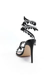 goosudu Elegant Rhinestone Ankle-Wrap Stiletto Sandals