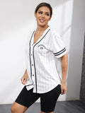 Baseball Jersey for Woman - V-Neck 'Los Angeles' Printing Tops Button Casual Softball Shirt Activewear Tee Versatile & Comfy for Spring to Summer