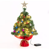 22-Inch Tabletop Mini Artificial Christmas Tree with 30 LED Lights and 24 Christmas Ball Ornaments, Green Classic Series Holiday Decoration for Desk and Table Settings.