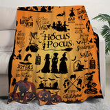 Hocus Pocus Themed Flannel Blanket - Contemporary All-Season Hypoallergenic Digital Print Bedding, Soft Comfortable Multipurpose Knitted Throw, Machine Washable Polyester Sofa Nap Shawl Blanket