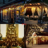 Christmas Lights Outdoor Icicle Lights Snowfall Meteor Shower Rain Light Christmas LED Decoration Falling Drop String Light 8 Tubes 288 LEDs