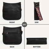 Viva Chic Vegan Leather Crossbody Bag for Women - 2 Adjustable Guitar Straps, Zipper Closure, Polyester Lining, Solid Color Pattern, Casual Style, Faux Leather Material