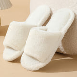 Elegant Solid Color Fluffy Slippers, 2 Fuzzy Plush Indoor Home Non-Slip Slippers, Indoor Warm Cozy Shoes