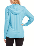 Long Sleeve Sun Protection Hoodie - Quick Drying, Breathable, Soft, Skin Friendly, Full Zipper, Pocket, High Stretch Polyester - Perfect for Outdoor Sports, Fitness, Hiking, Jogging, Beach, Travel, and Daily Activities