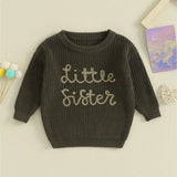 Baby Girl Christmas Sweaters Cute Long Sleeve Letter Embroidery Knit Pullover Infant Tops