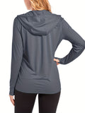 Long Sleeve Sun Protection Hoodie - Quick Drying, Breathable, Soft, Skin Friendly, Full Zipper, Pocket, High Stretch Polyester - Perfect for Outdoor Sports, Fitness, Hiking, Jogging, Beach, Travel, and Daily Activities
