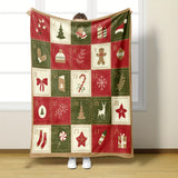 1pc Cozy Vintage Christmas Print Flannel Blanket - Soft, Warm, and Plush Throw for Couch, Sofa, Office, Bed, Camping, and Travel - Multi-Purpose Gift for All Seasons with Versatile Uses