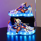 Fashion-Forward Luminous LED Sneakers for Boys - Rechargeable, Breathable & Anti-Slip - Durable Outdoor Walking, Running Shoes with Rotating Button Control - Perfect for All Seasons