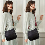 Viva Chic Vegan Leather Crossbody Bag for Women - 2 Adjustable Guitar Straps, Zipper Closure, Polyester Lining, Solid Color Pattern, Casual Style, Faux Leather Material