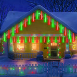 Christmas Lights Outdoor Icicle Lights Snowfall Meteor Shower Rain Light Christmas LED Decoration Falling Drop String Light 8 Tubes 288 LEDs