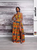 Goosudu Casual Print Patchwork V Neck Long Sleeve Dresses