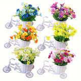 Charming 2pcs Artificial Daisy Bike Decor Set - Perfect for Home, Wedding, Office & Cafe - Includes Container, Ideal for DIY Projects, Valentine's, Birthday, Christmas & Mother's Day