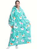 Cozy Plus Size Cartoon Penguin Sherpa Fleece Nightgown - Soft, Warm, Oversized Wearable Blanket for Fall & Winter - Plus Size Nightgowns & Sleepshirts