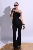 goosudu Feather-trimmed Bandage Jumpsuit