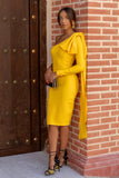 goosudu Abbey Yellow One Shoulder Bandage Dress