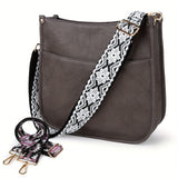 Viva Chic Vegan Leather Crossbody Bag for Women - 2 Adjustable Guitar Straps, Zipper Closure, Polyester Lining, Solid Color Pattern, Casual Style, Faux Leather Material